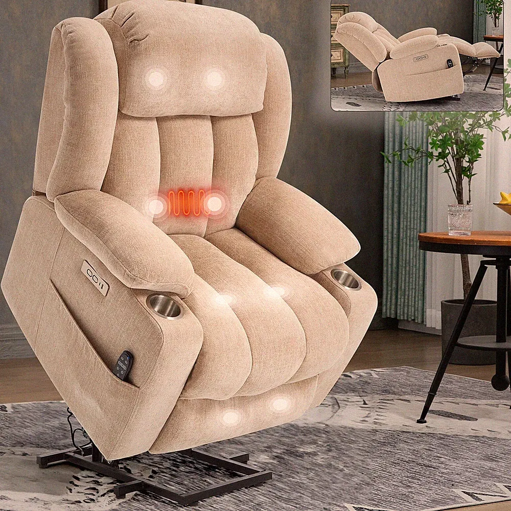 350LBS Oversized Heat Massage Power Lift Recliner Chair Elderly Reclining Sofa