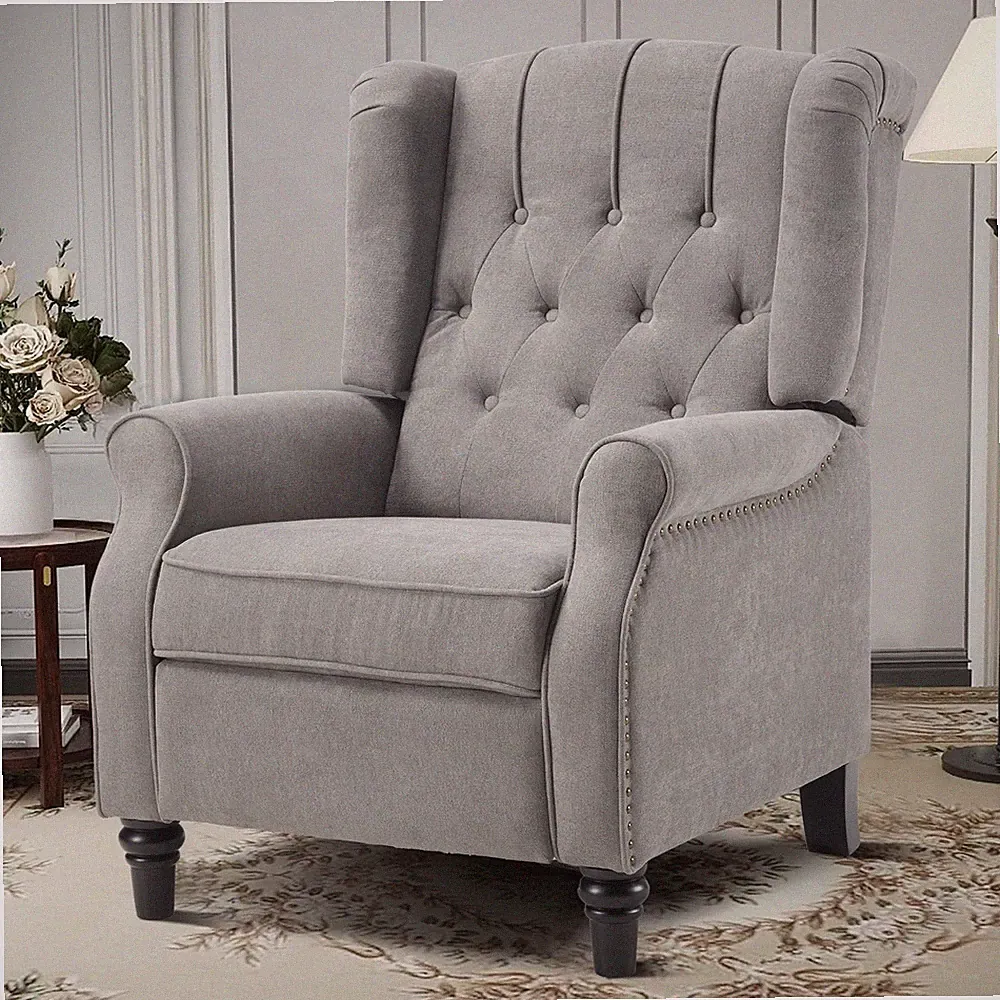 Canmov Pushback Recliner Chair, Wingback Accent Chair with Rivet Decoration