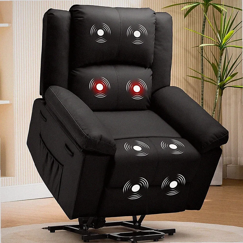 COMHOMA Power Lift Recliner for Elderly, Lift Chair with Heat and Massage，PU Rec