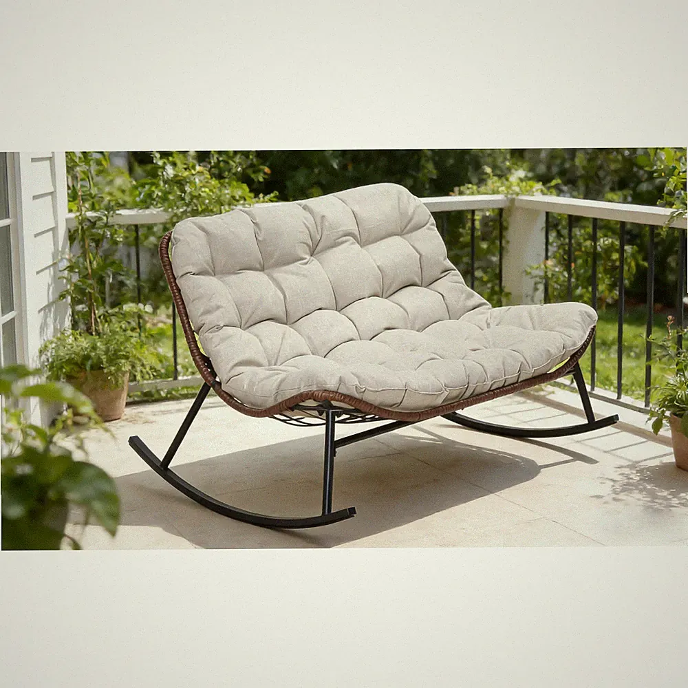 Double Wide Rocking Chair 2 Person Oversized Outdoor Lounge Chair