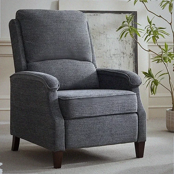Gray Fabric Manual Pushback Arm Chair Recliner Accent Armchair Recliners Chairs