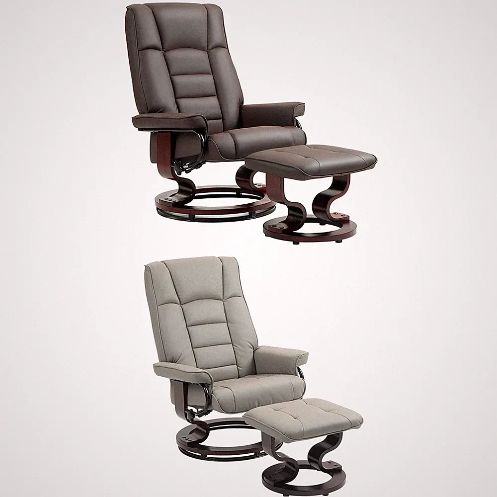 HOMCOM Swivel Recliner with Ottoman, Faux Leather Reclining Chair