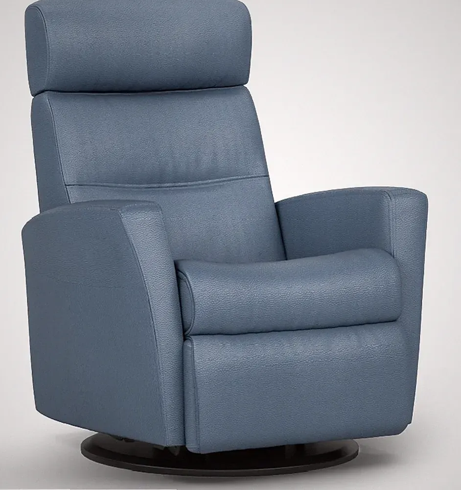 IMG Divani RM125 Small Power Relaxer Recliner Chair Trend T428 Lake Blue Leather