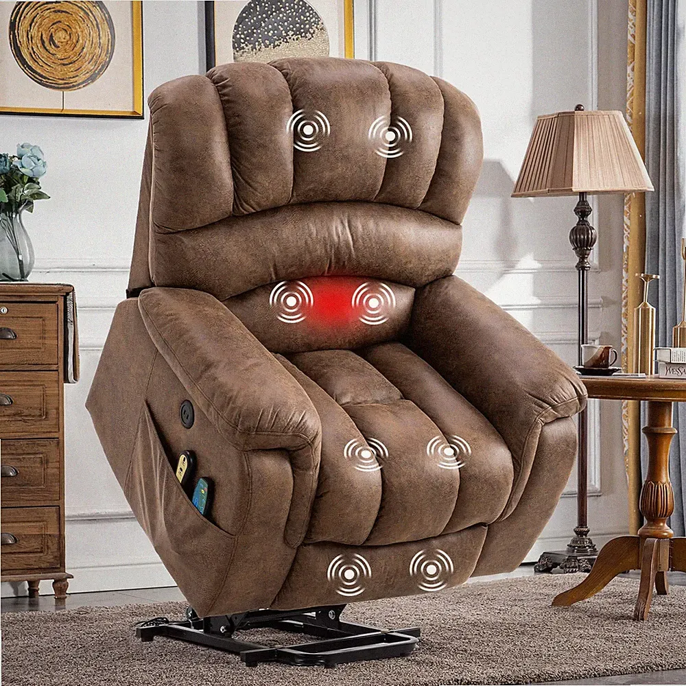 Oversized Electric Power Lift Recliner Chair Wide Recliners for Big Tall Brown